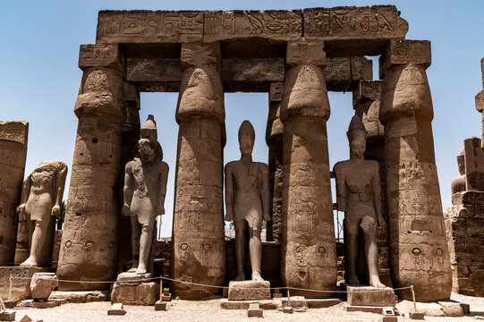 Ancient statues at Luxor Temple, travelling Egypt