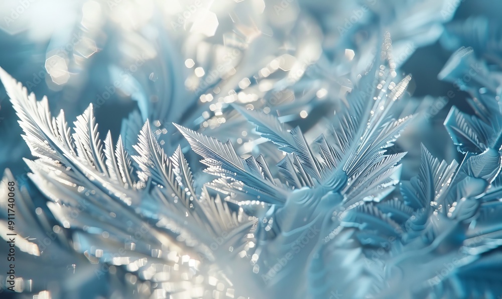 Aufkleber ice crystals on window: sharp and intricate frost patterns