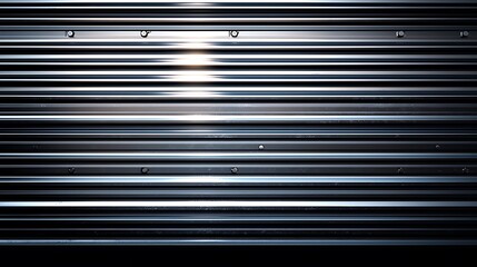  Seamless pattern of shiny metallic corrugated industrial roller shutter door with bright reflections 