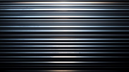  Seamless pattern of shiny metallic corrugated industrial roller shutter door with bright reflections 