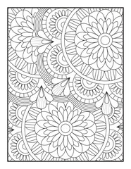 Mandala Coloring Book For Adult. Mandala Coloring Book. coloring page for children and adults. Mandala Coloring Pages. Seamless vector pattern. Black and white linear drawing.
