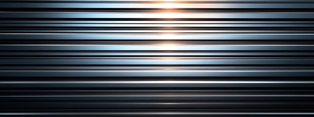 Obraz premium Seamless pattern of shiny metallic corrugated industrial roller shutter door with bright reflections 