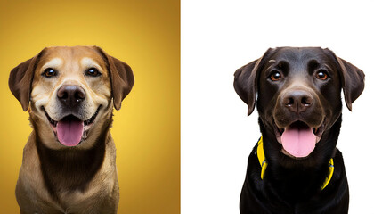  Happy labrador dog portrait bundle, in the colours black, yellow and chocolate brown, isola_1(102)