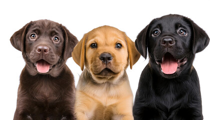  Happy labrador dog puppy portrait bundle in different colours, black, chocolate brown and y_1(106)