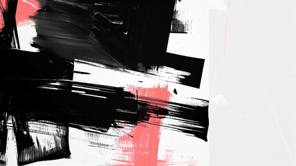 A visually striking abstract piece that blends geometric shapes with organic, brushstroke elements.