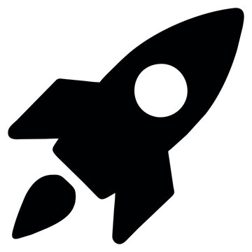 Black rocket icon with simple design isolated icon. Vector illustration