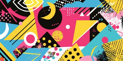 Obraz premium Abstract geometric shapes in bold colors.