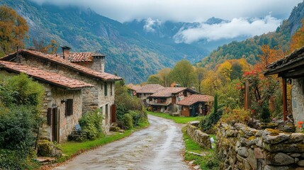 A charming village in the mountains,