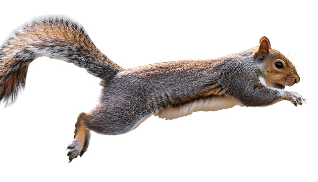 Jumping grey brown squirrel isolated on a white background as transparent PNG &ndash; An image of_1(122)
