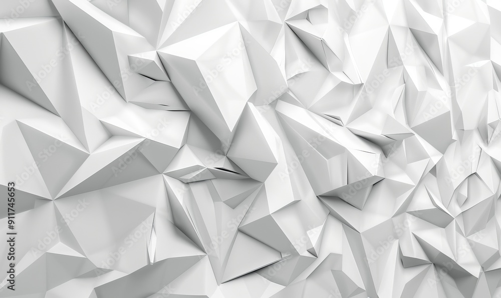 Aufkleber light high tech surface with triangular pyramids. white, polygonal