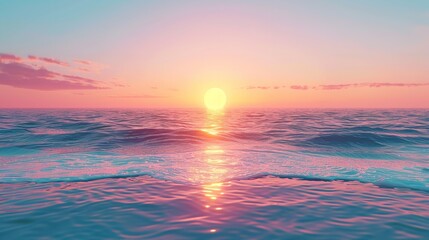 Naklejka premium Tranquil Coastal Sunrise Over Serene Ocean Waters