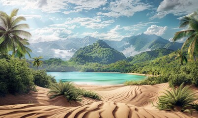 Desert dunes, turquoise sea, and lush jungle in one stunning view