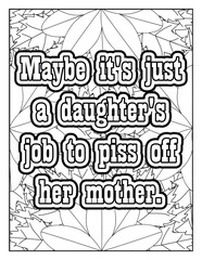 Doodles art for Mother's day or greeting card Motivational quotes coloring page with mandala background. Flower Background, Mother Quotes with flowers pattern. Adult Coloring book, floral coloring