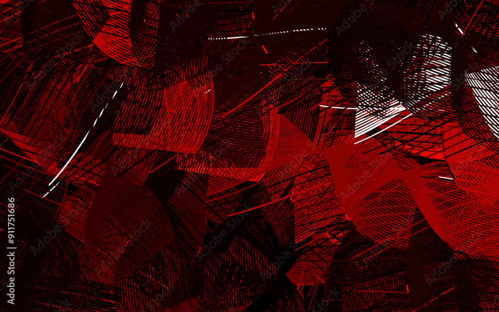 Poster dark red vector background with wry lines.