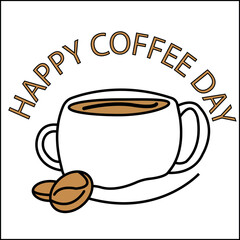 Happy Coffee Day With Biscuit