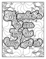 Doodles art for Mother's day or greeting card Motivational quotes coloring page with mandala background. Flower Background, Mother Quotes with flowers pattern. Adult Coloring book, floral coloring