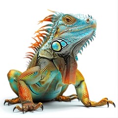Obraz premium Iguana Tropical animal fashion cartoon isolated whitebackground 16:9