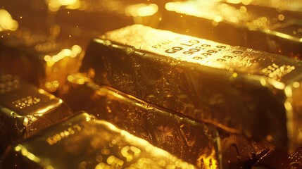 Gold bullion concept about gold value, success and financial.
