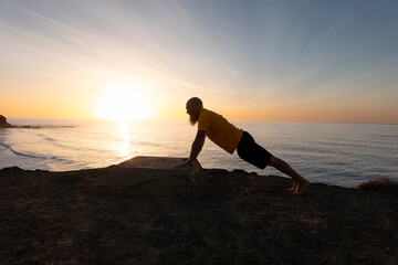 bearded man enjoying a sunset in Fuerteventura