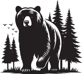 Bear black silhouette vector illustration