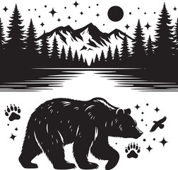 Bear black silhouette vector illustration