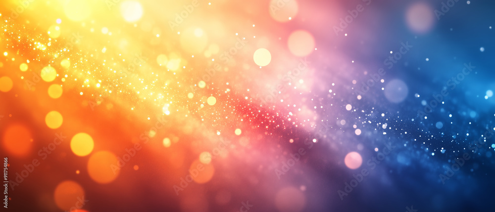 Poster a colorful abstract background with lots of tiny dots. the background is a mix of red, yellow and bl