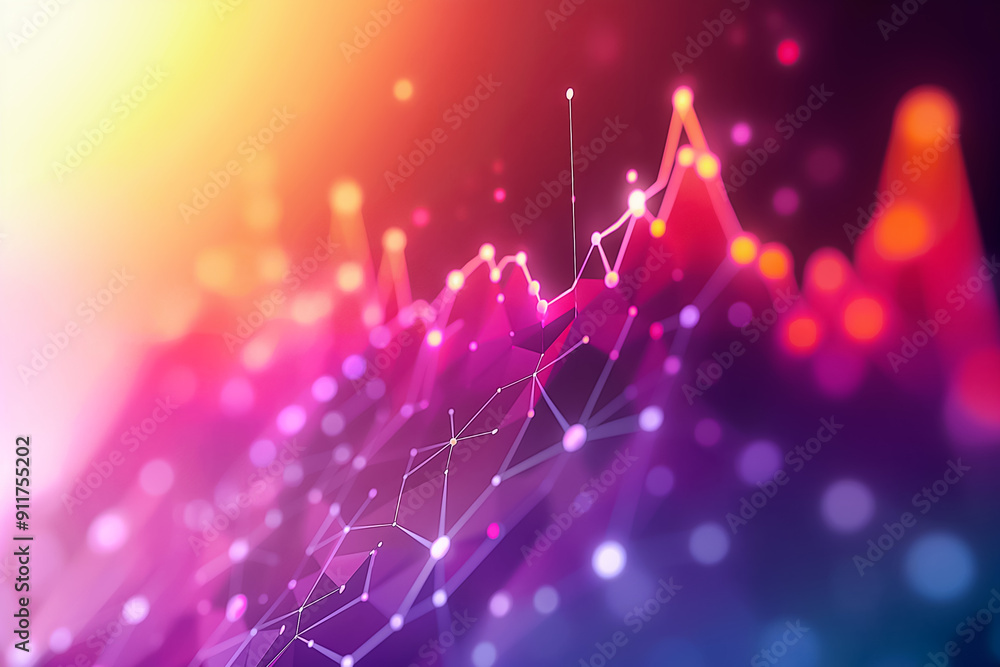 Poster exploration of abstract data visualization utilizing vibrant colors and engaging graphical elements 