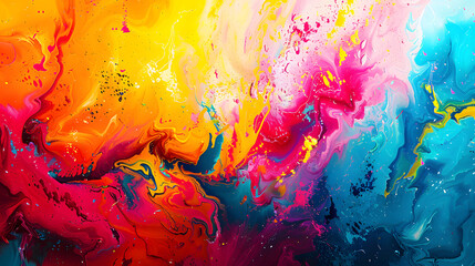 Bright colorful artistic splashes in abstract painting style with vibrant colors