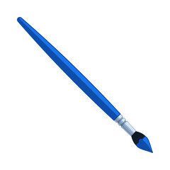 Paintbrush with dark blue handle and ink. Flat vector illustration isolated on white background. Art and creativity concept. Perfect for educational materials and design projects