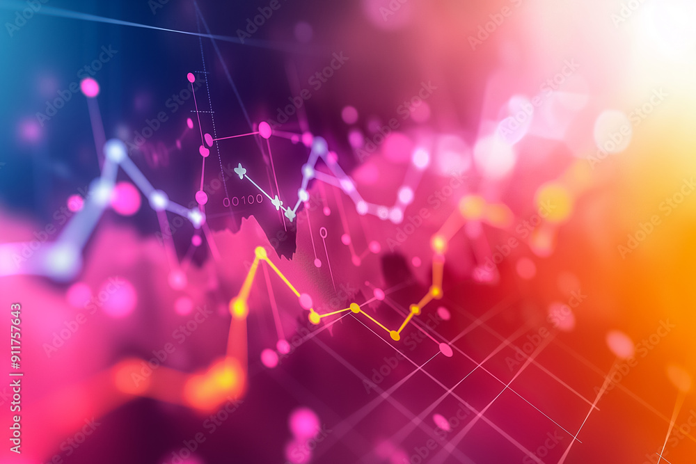 Poster exploration of abstract data visualization utilizing vibrant colors and engaging graphical elements 