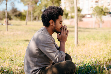 Spiritual man praying