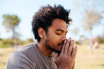 Spiritual man praying
