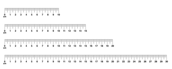 Rulersmetric rulers. Measuring tool. Centimeters measuring scale cm metrics indicator. Scale for a ruler  centimeters. Measuring scales editable stroke