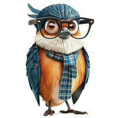 Obraz premium Kingfisher Smart Casual animal fashion cartoon isolated whitebackground 16:9