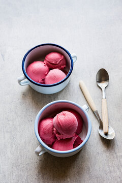 Berry ice cream sorbet bowl
