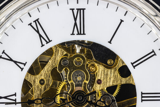 Mechanism Of A Vintage Pocket Watch, Closeup  