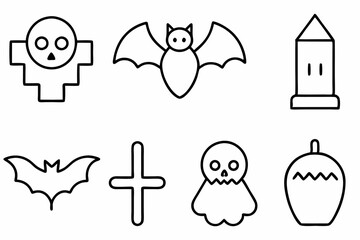 Halloween Line Icon Vector Set - Printable Graphics
