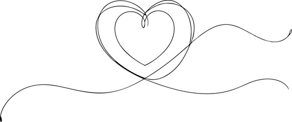 Minimalist Heart Line Art Illustration on White Background