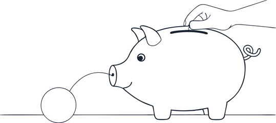 Hand Saving Money in Piggy Bank Illustration