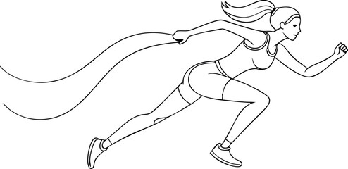 Vector Illustration of Woman Running in Athletic Wear