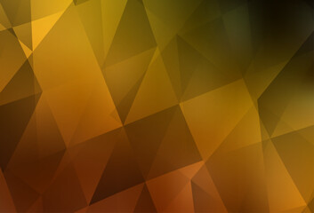 Dark Orange vector shining triangular backdrop.