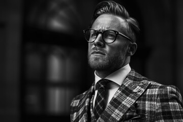 Fototapeta premium Classic man's old money style: elegant, timeless attire with premium fabrics...