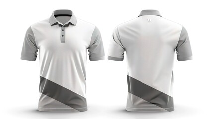 white and gray sublimation shirt for polo sport jersey template. front and back view. 