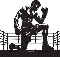 Boxer black silhouette vector illustration