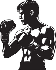 Boxer black silhouette vector illustration