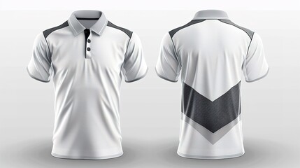 white and gray sublimation shirt for polo sport jersey template. front and back view. 