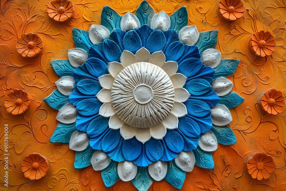 Poster this artistic representation of the indian flag features an abstract style, showcasing stylized form