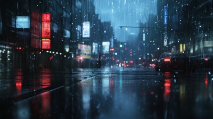 Obraz premium Rain poured down on the streets