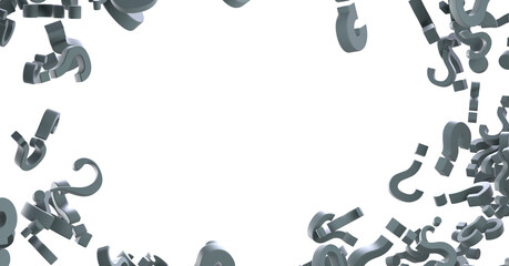 Infinite question marks, original 3d illustration