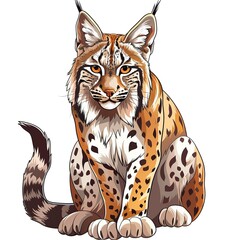 Lynx Art Deco animal fashion cartoon isolated whitebackground 16:9